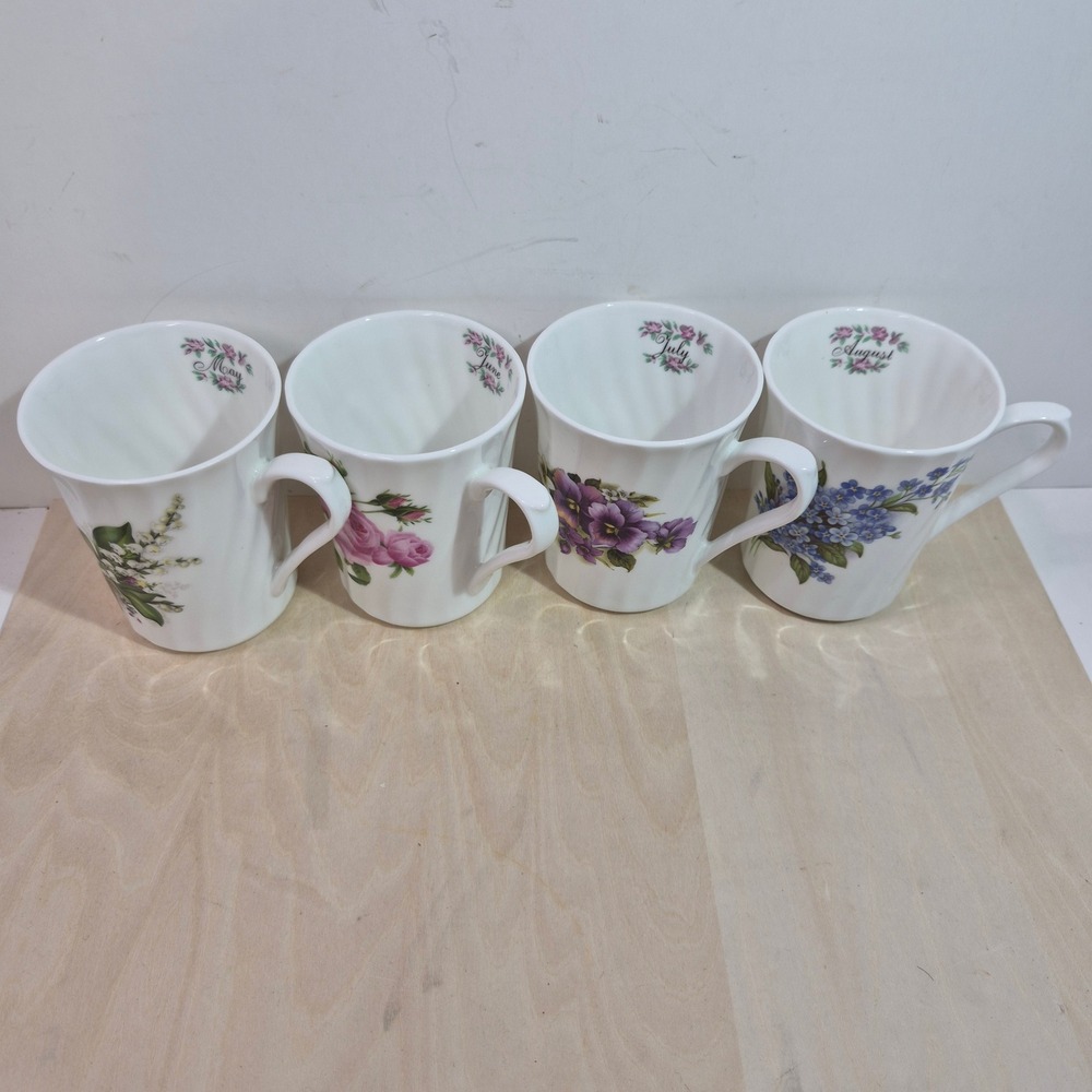 Butchart Gardens English Fine Bone China Floral Mugs May June July August Set
